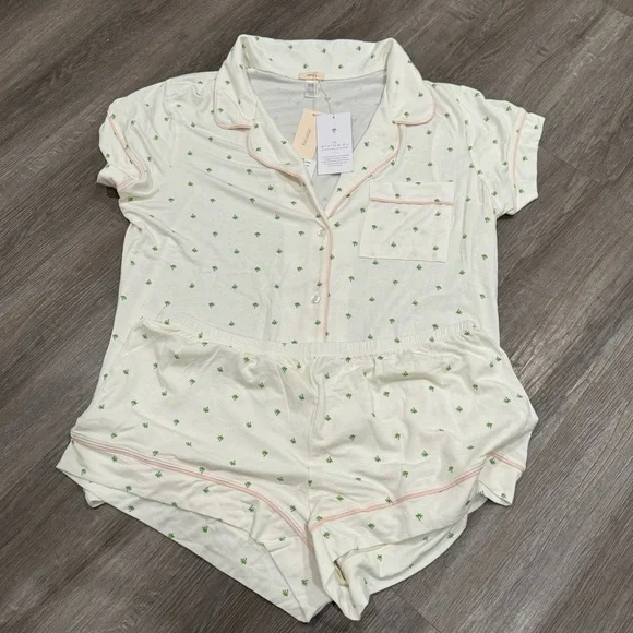 Eberjey Gisele Printed Modal Shortie Short Palm Bellini Pajamas PJ Set - Picture 3 of 9